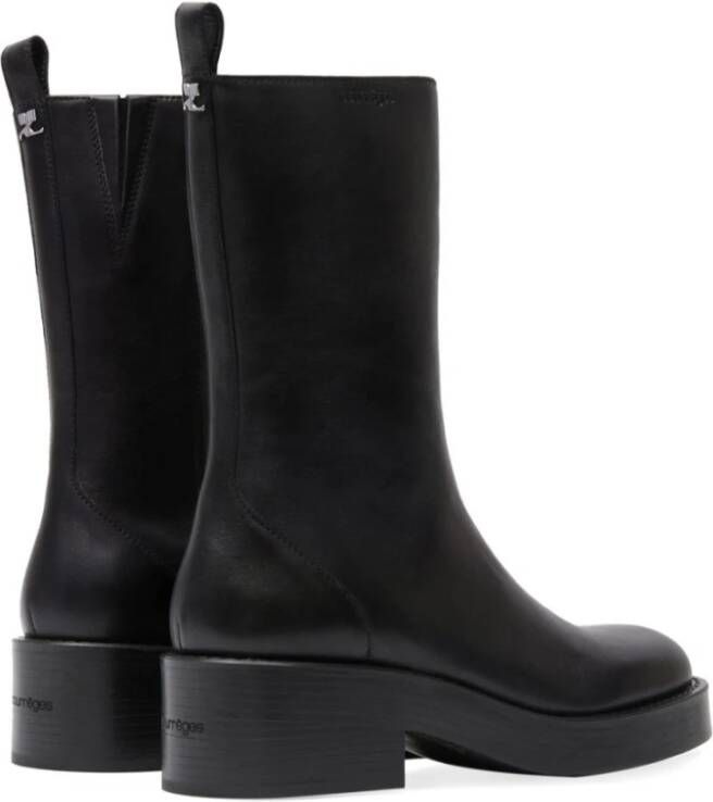 Courrèges Zwarte Riderlaarzen met Ronde Neus Black Dames