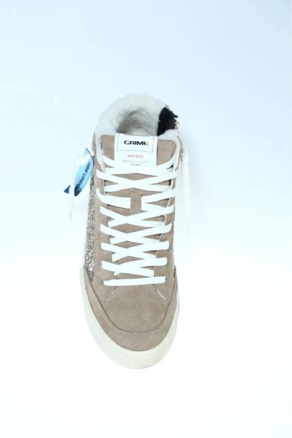 Crime London Beige Suède en Platina Glitter Sneaker