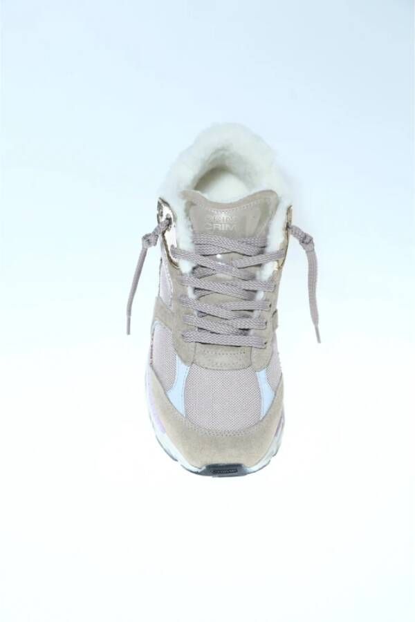 Crime London Beige Suède Sneaker met Platina Glitter