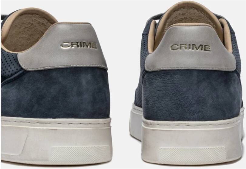 Crime London Blauwe geperforeerde nubuck sneaker