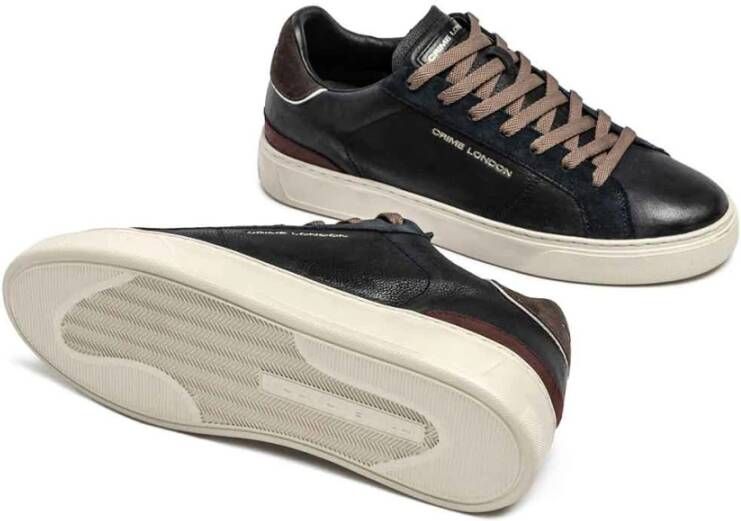 Crime London Blauwe Leren Sneakers met Suède Inzetstukken