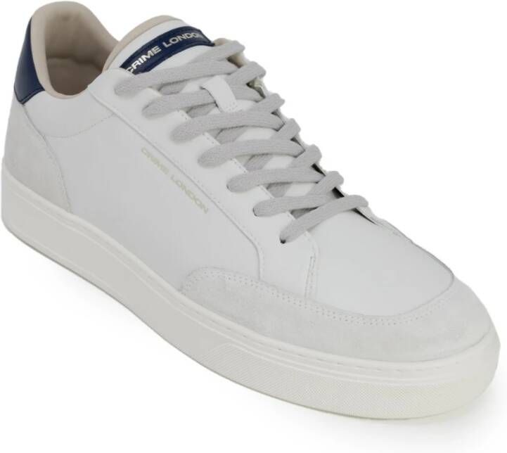 Crime London Blauwe Leren Veterschoenen Rubberen Zool White Heren