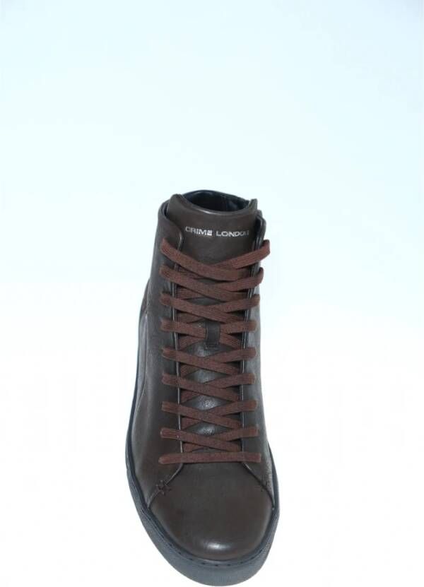 Crime London Bruine leren sneaker met geometrisch ontwerp