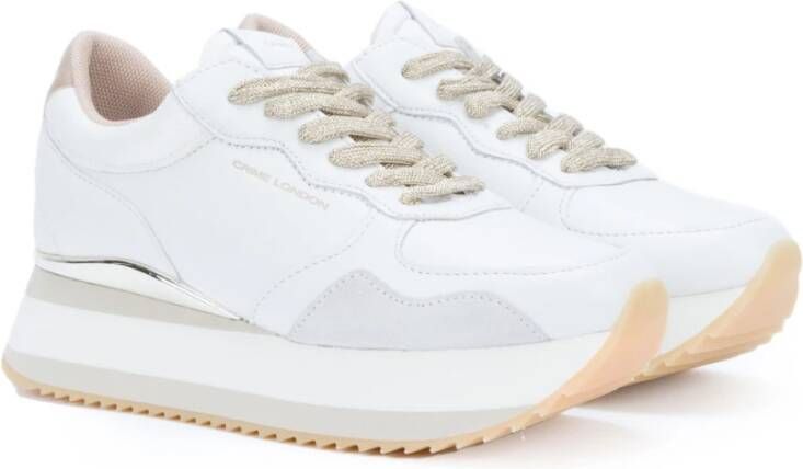 Crime London Coole witte leren wedge sneakers White Dames