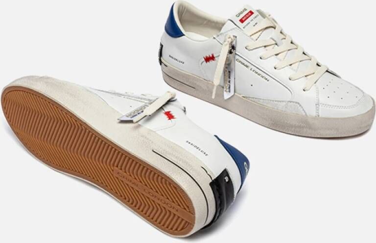 Crime London Deluxe Sneaker Wit Leer Blauwe Hiel