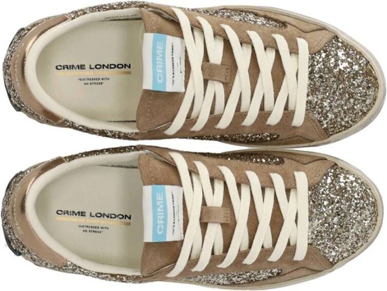 Crime London Glitter Sneaker met Gouden Applicaties