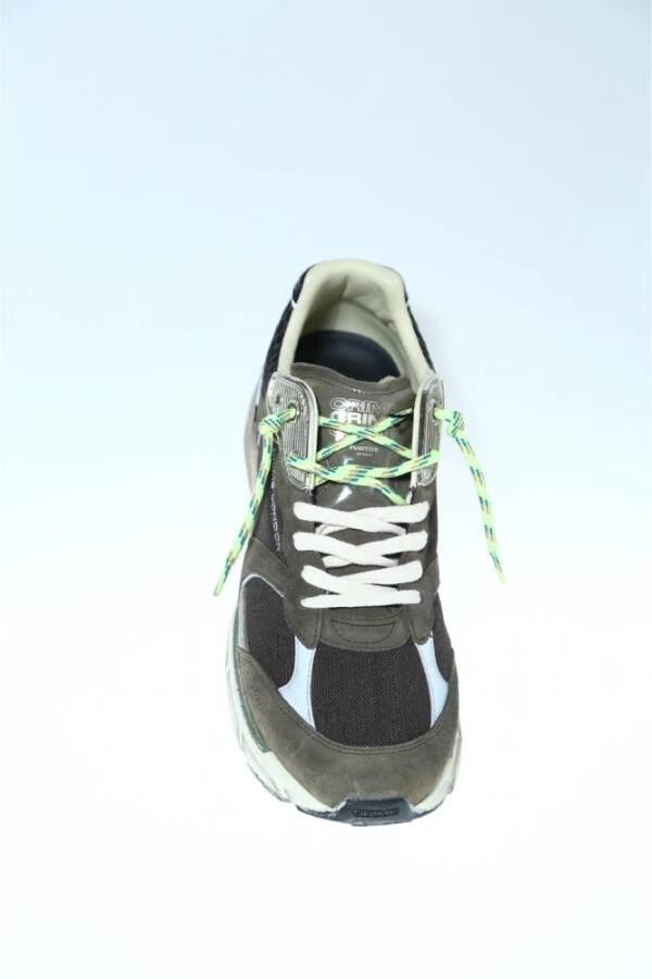 Crime London Groene Stof en Suède Sneaker