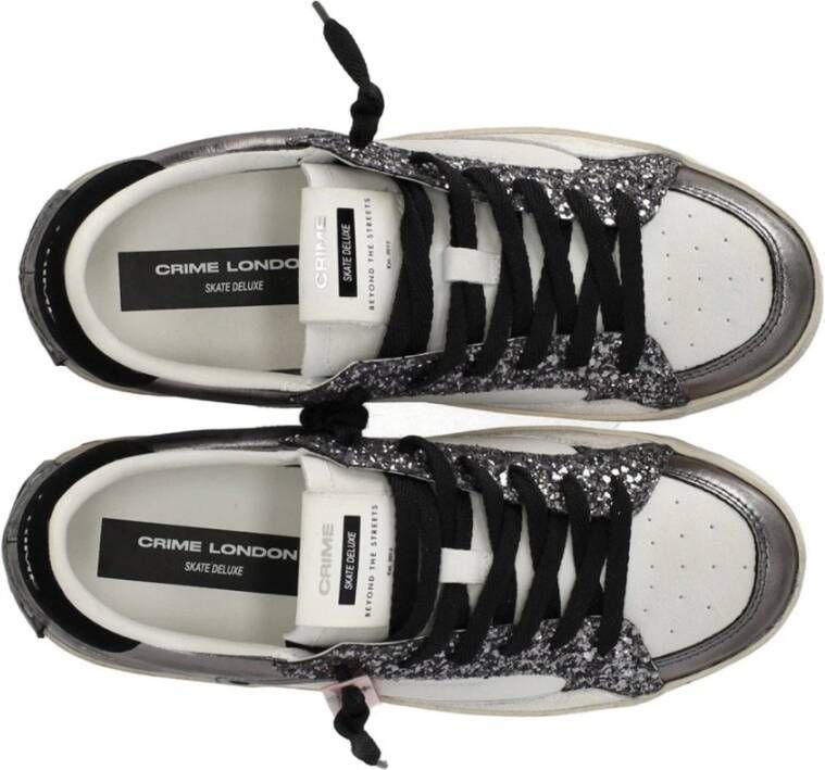 Crime London Gunmetal Sneaker met Pailletinzetten