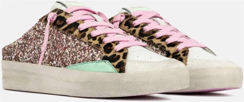 Crime London Multicolor Glitter Sneaker met Luipaard Details Multicolor Dames