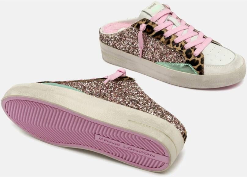 Crime London Multicolor Glitter Sneaker met Luipaard Details Multicolor Dames