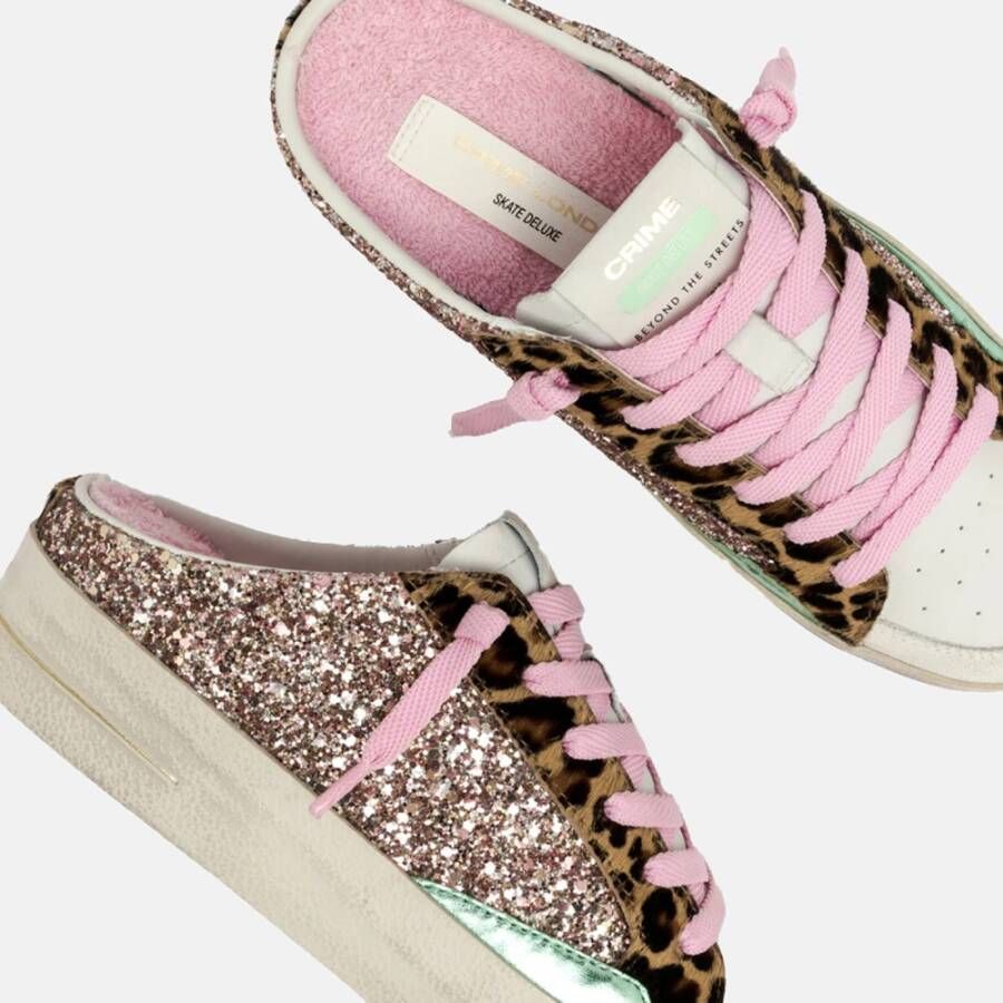 Crime London Multicolor Glitter Sneaker met Luipaard Details Multicolor Dames