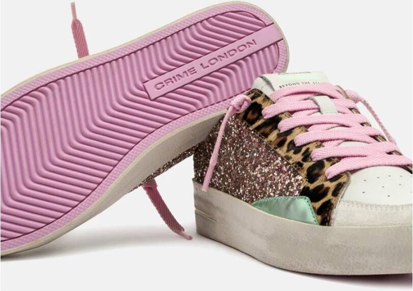 Crime London Multicolor Glitter Sneaker met Luipaarddetails