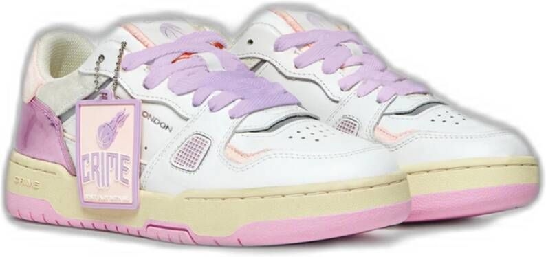 Crime London Roze Leren Sneakers met Rubberen Zool Multicolor Dames