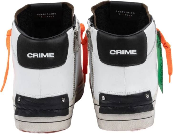 Crime London Hoge witte schoen met zwarte afwerking en camouflage suède tong Wit Heren
