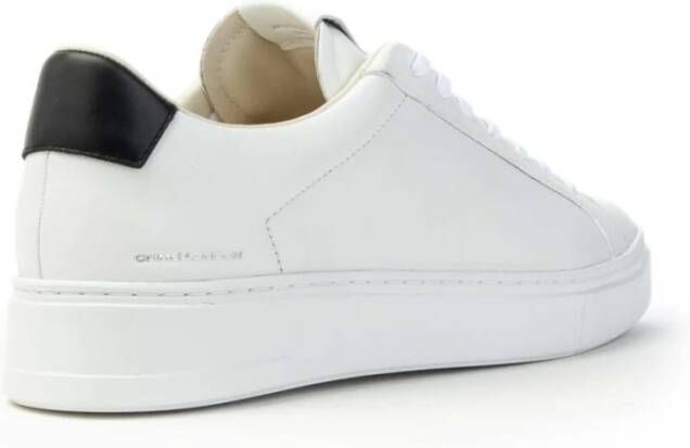 Crime London Witte Leren Sneakers met Ronde Neus en Logo Patch Wit Heren