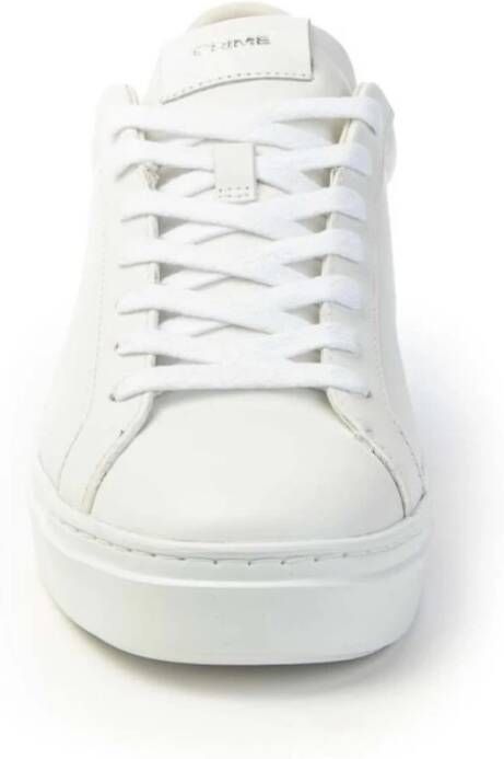 Crime London Witte Leren Sneakers met Ronde Neus en Logo Patch Wit Heren