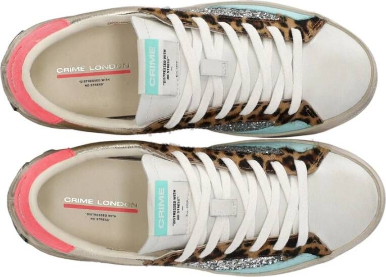 Crime London Versleten Wildlife Sneaker Platina Pailletten