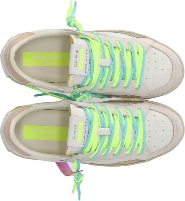 Crime London Vintage Witte Sneaker met Gouden Details