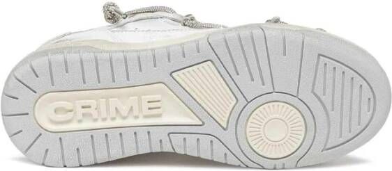 Crime London Witte geperforeerde leren sneakers met strass-veters