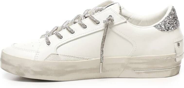 Crime London Witte Glitter Sneakers Veters Rubberen Zool