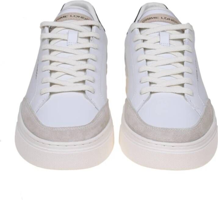 Crime London Witte Groene Leren Sneakers Suède Details White Heren