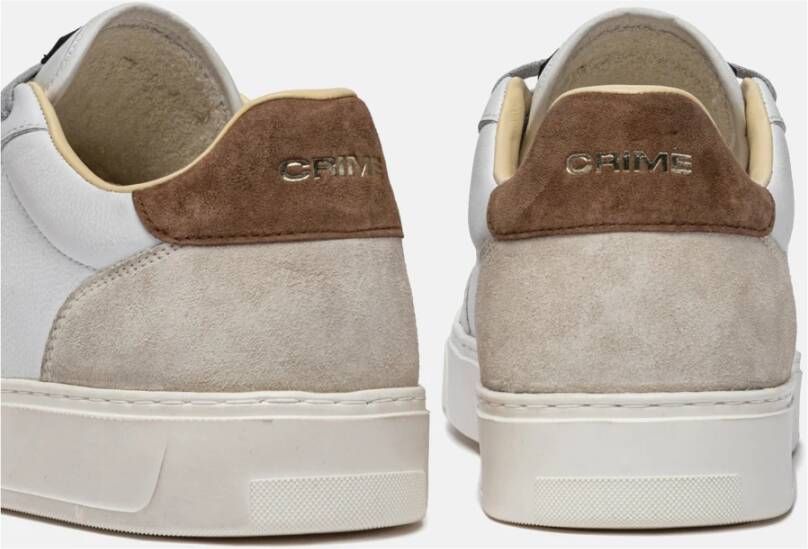 Crime London Witte leren sneaker met crèmekleurige details