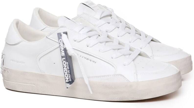 Crime London Witte Leren Sneakers met Bandzool White Heren