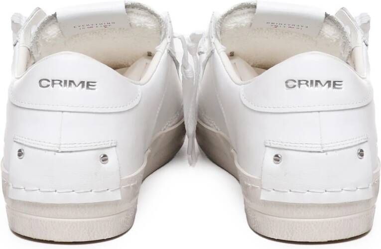 Crime London Witte Leren Sneakers met Bandzool White Heren
