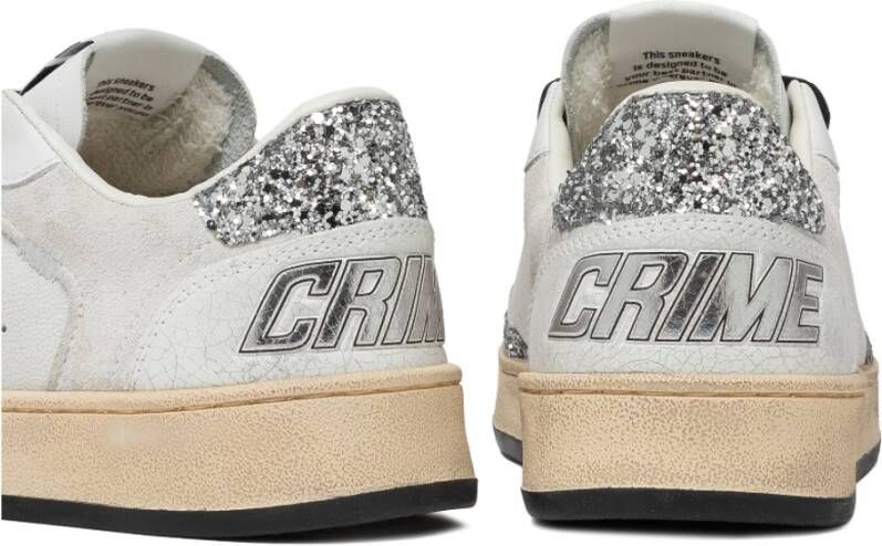 Crime London Witte leren sneakers met glitterhak