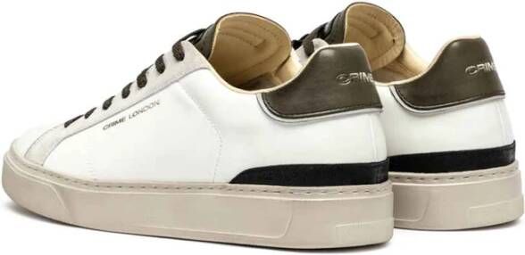Crime London Witte leren sneakers met suède inzetstukken