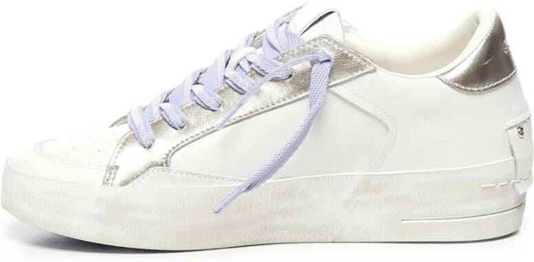 Crime London Witte Leren Sneakers met Vintage Effect