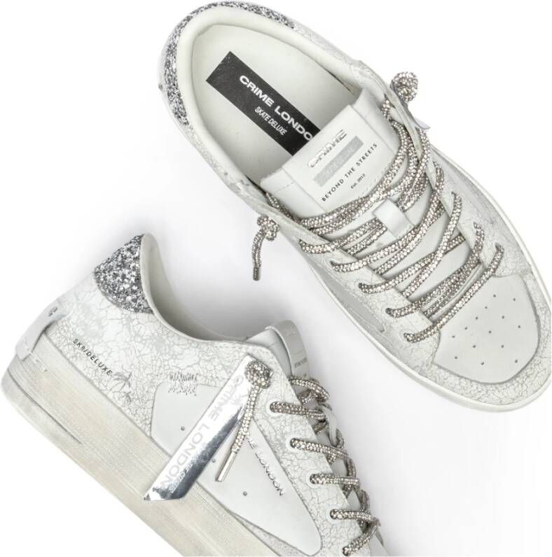 Crime London Witte leren sneakers met vintage zool