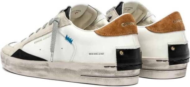 Crime London Witte Leren Sneakers Suède Inzetstukken