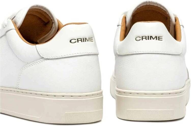 Crime London Witte Leren Sneakers Veters Rubber Zool