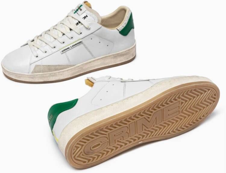 Crime London Witte Leren Sneakers Vintage Stijl