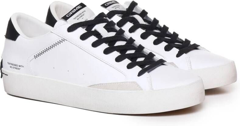 Crime London Witte leren sneakers met veters White Heren