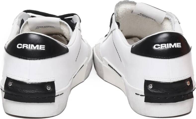 Crime London Witte leren sneakers met veters White Heren