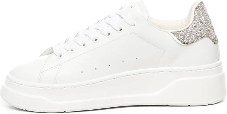 Crime London Witte Platinum Glitter Sneakers