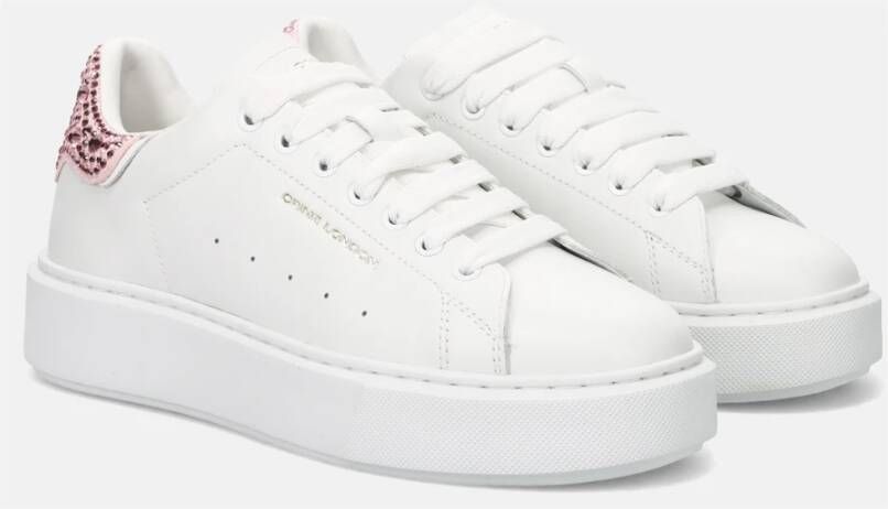 Crime London Witte Sneakers met Strass Hiel White Dames