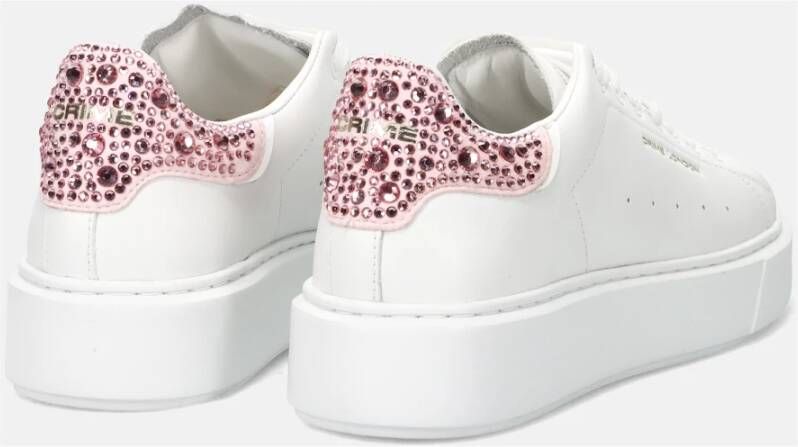 Crime London Witte Sneakers met Strass Hiel White Dames