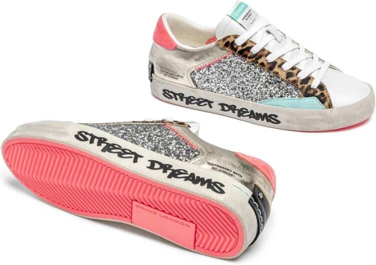 Crime London Zilveren Luipaard Sneakers Hoge Kwaliteit