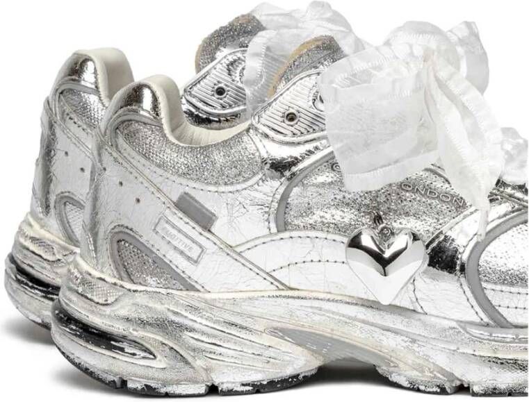 Crime London Zilveren Sneakers Leer en Stof