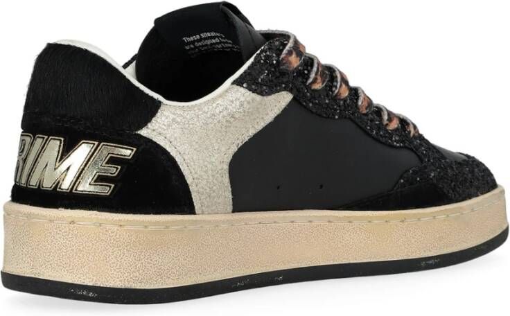 Crime London Zwarte leren Chelsea sneakers met gouden touch