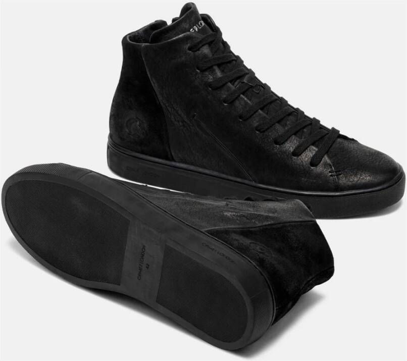 Crime London Zwarte leren hi-top sneakers