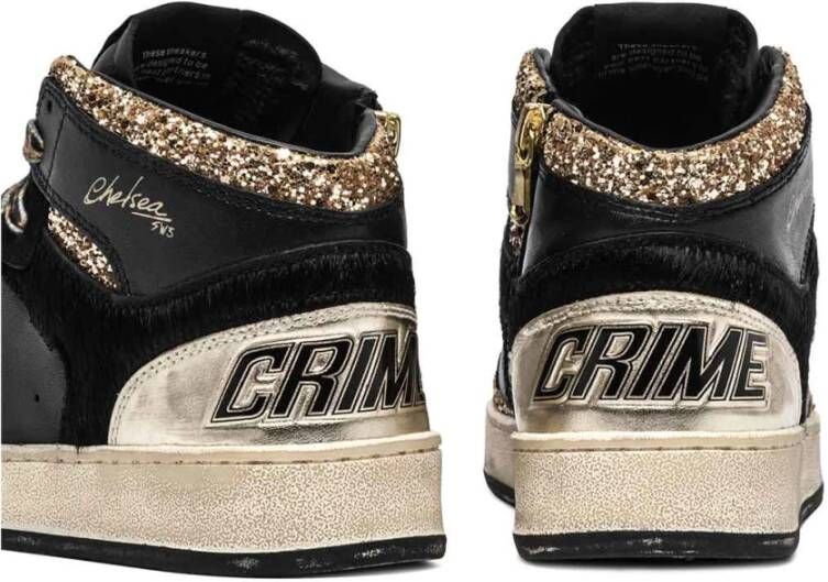 Crime London Zwarte leren sneakers met gouden glitter