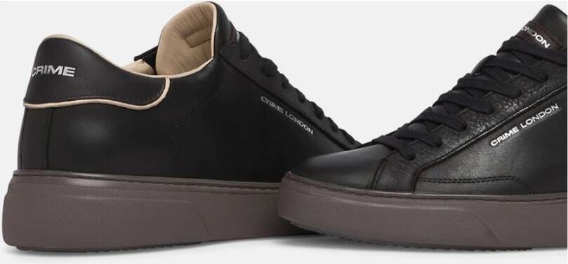 Crime London Zwarte Leren Sneakers met Italiaans vakmanschap Zwart Heren