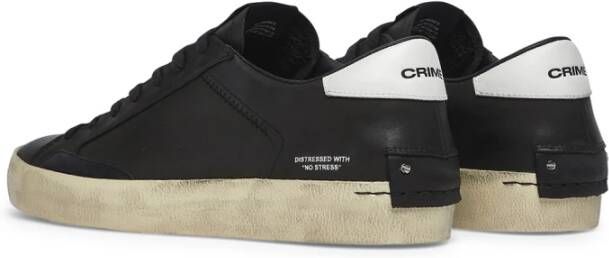 Crime London Zwarte leren sneakers met suède details
