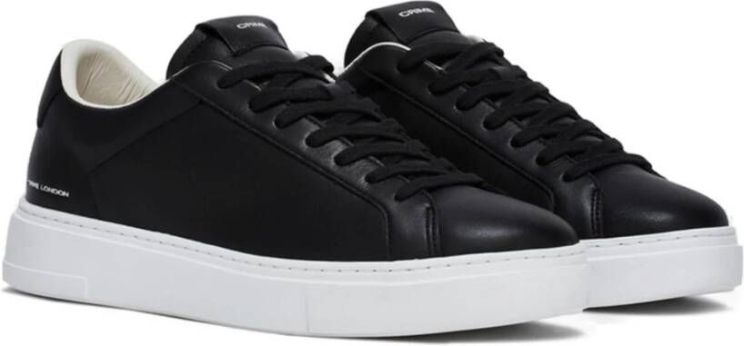 Crime London Zwarte Leren Veterschoenen met Rubberen Zool Black Heren