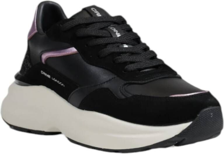 Crime London Zwarte Veterschoenen met Rubberen Zool Black Dames