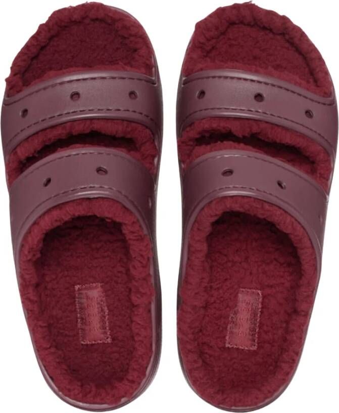 Crocs Gezellig Pluizige Band Klomp Sandaal Red Heren